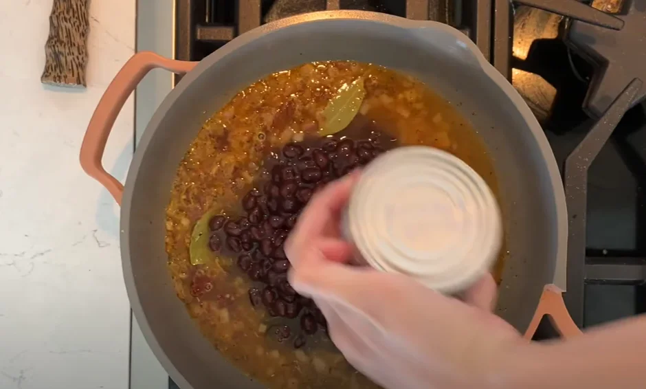 Adding Black Beans to Veggies