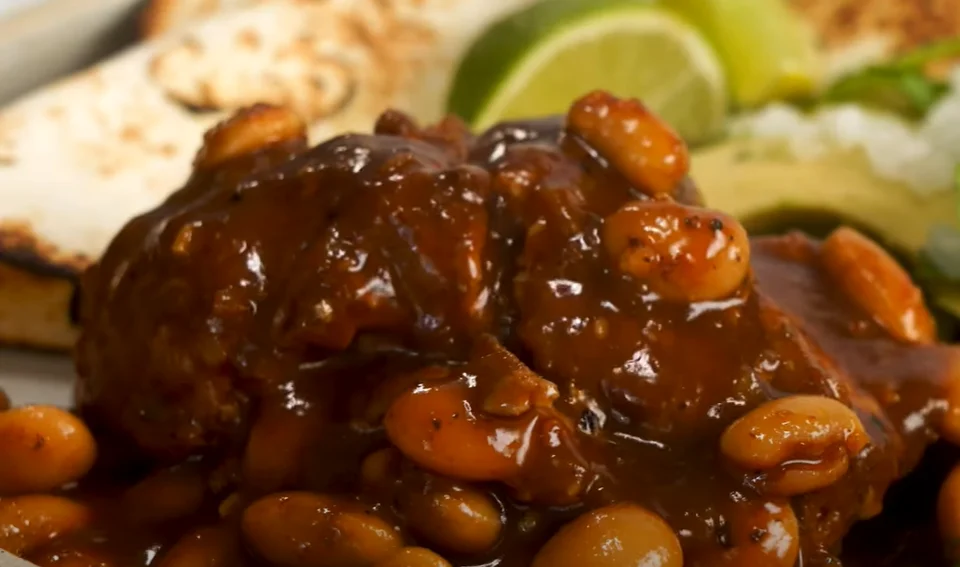 Chipotle pork with beans